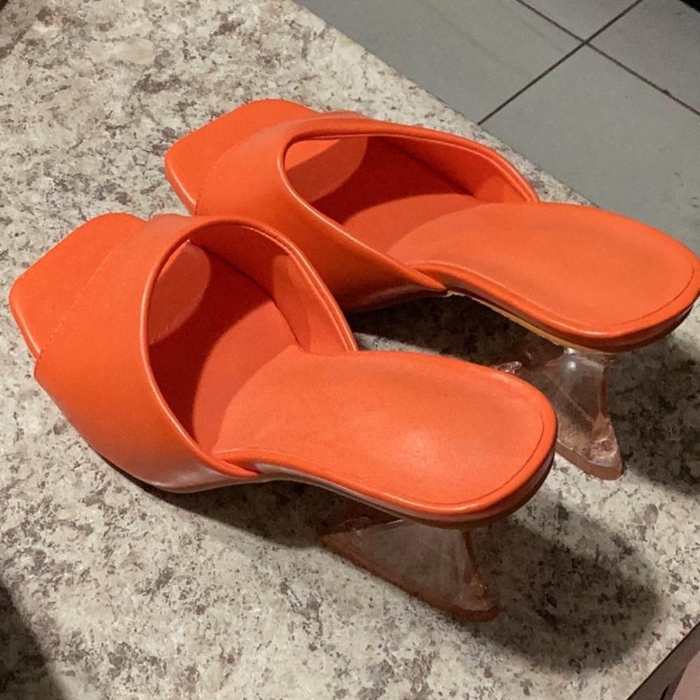 City Chic Orange Mules with Minimalist Design
